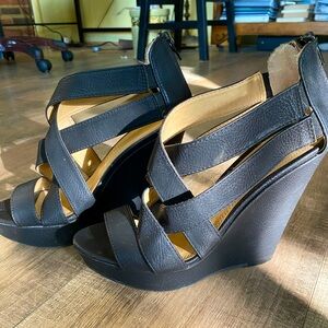 Strappy black Wedge Chinese Laundry Sandals